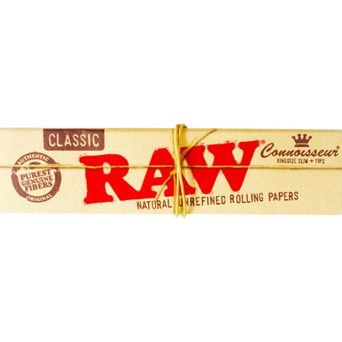 RAW Rolling Papers with Connoisseur Tips-King Size Slim Classic with Connoisseur Tips