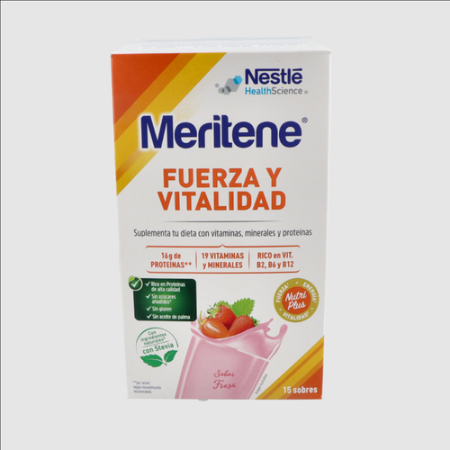 MERITENE BATIDOS FRESA. 15 sobres de 30 gr.