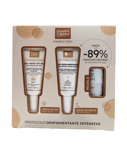 PACK MARTIDERM PIGMENT ZERO (SPF50+, NOCHE Y STICK)