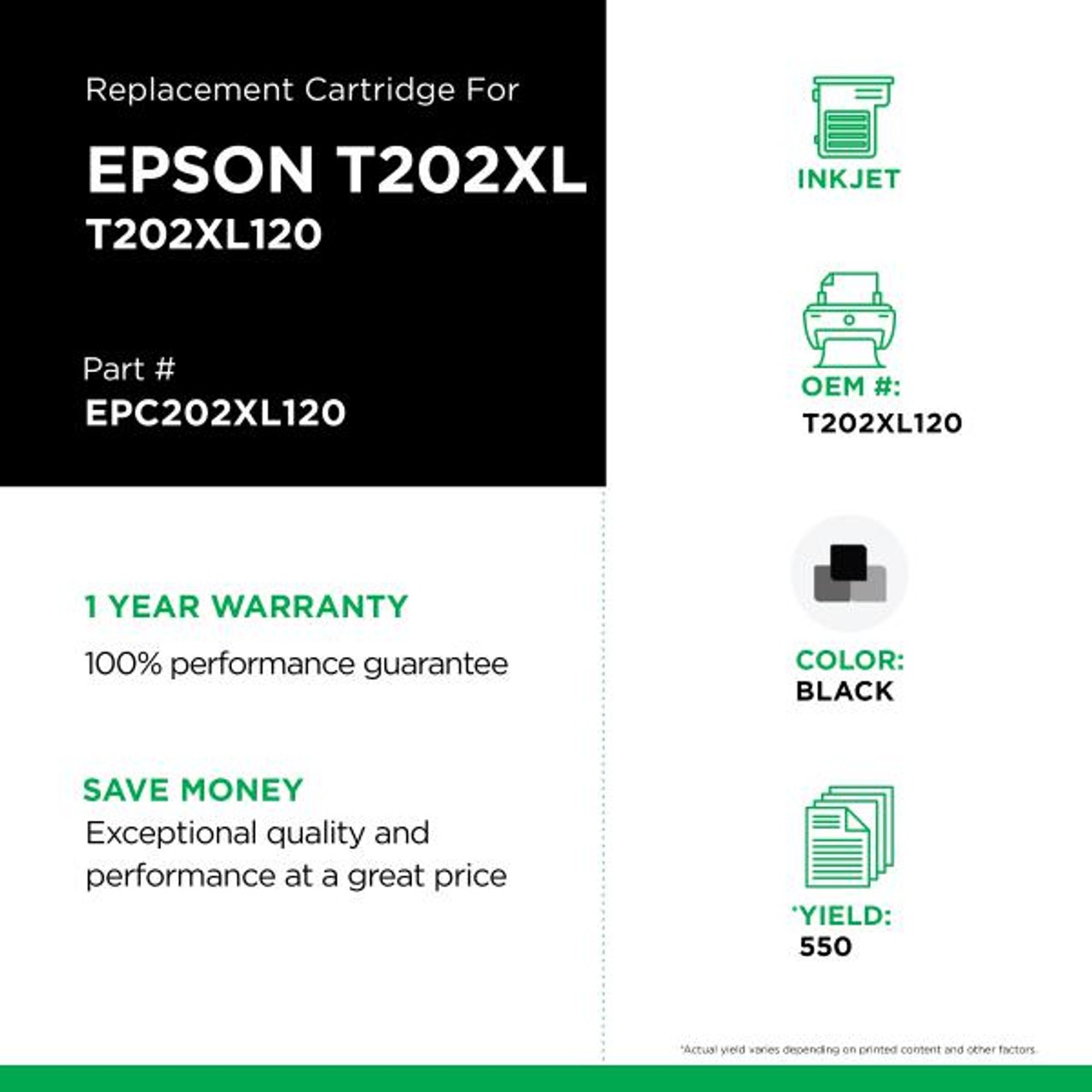 High Capacity Black Ink Cartridge for Epson T202XL120-2