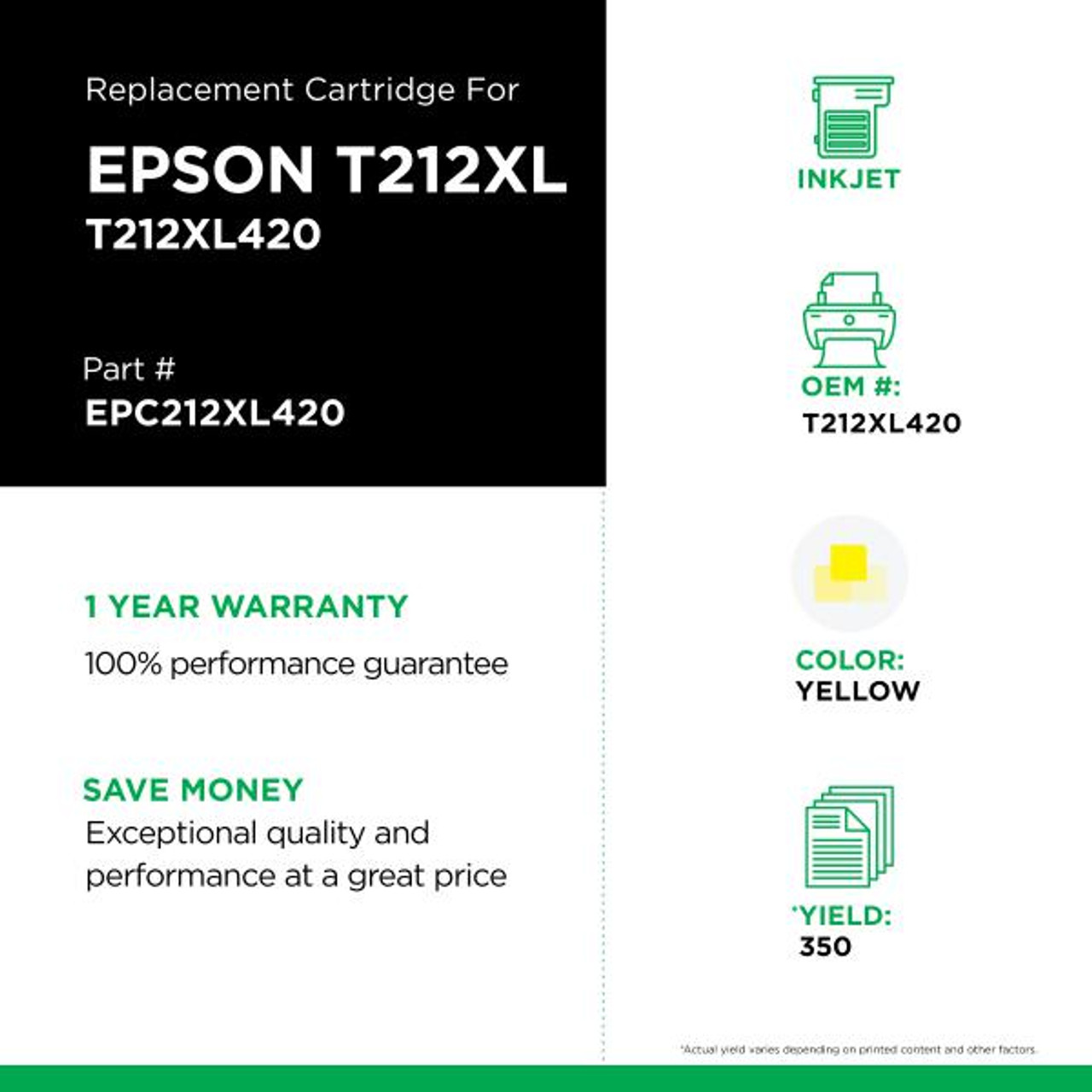 High Capacity Yellow Ink Cartridge for Epson T212XL420-2