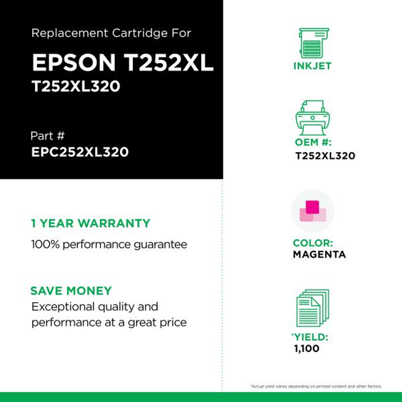 High Yield Magenta Ink Cartridge for Epson T252XL320-2