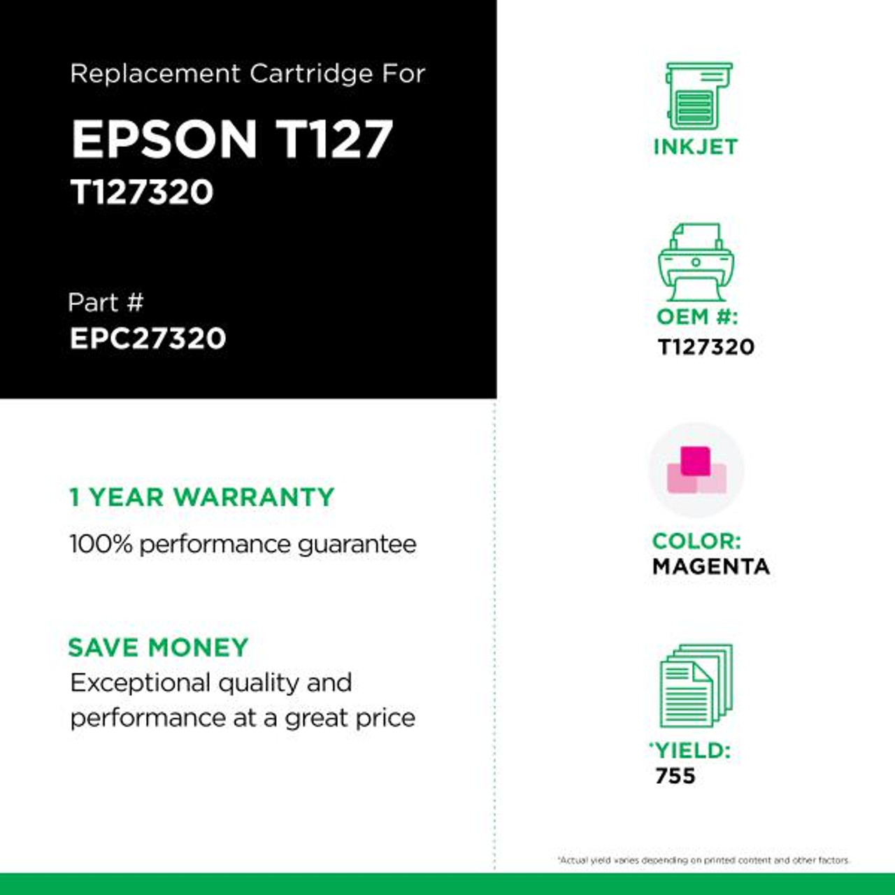 Extra High Capacity Magenta Ink Cartridge for Epson T127320-2