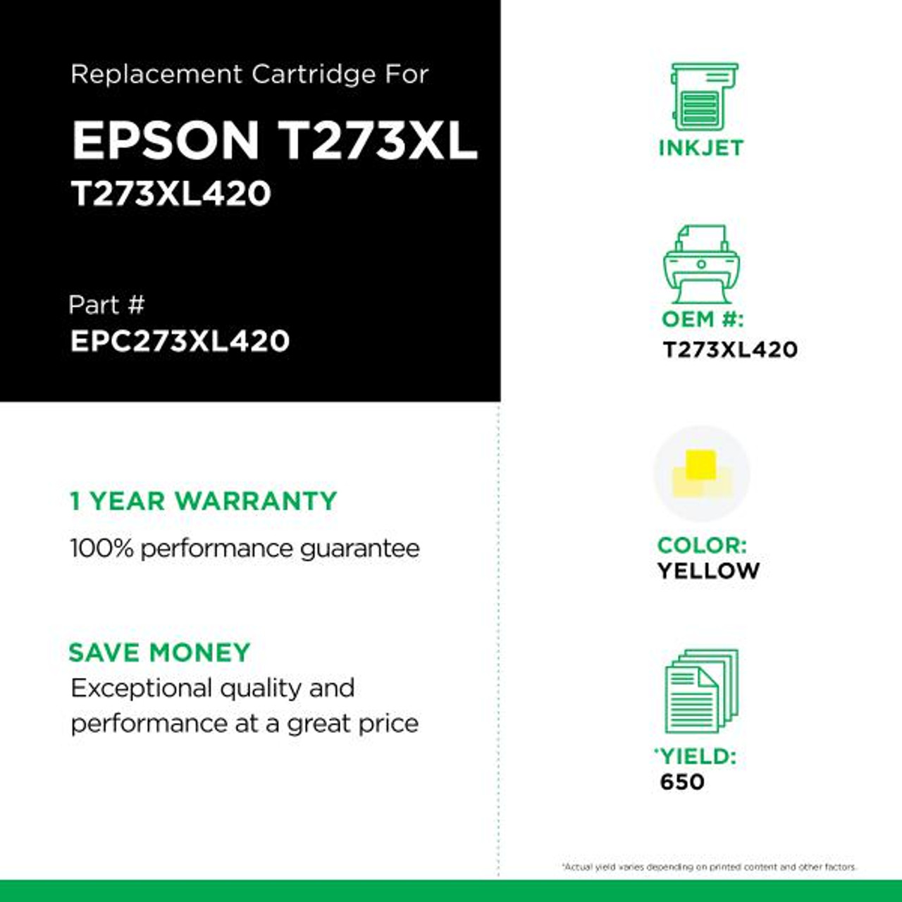 High Capacity Yellow Ink Cartridge for Epson T273XL420-2