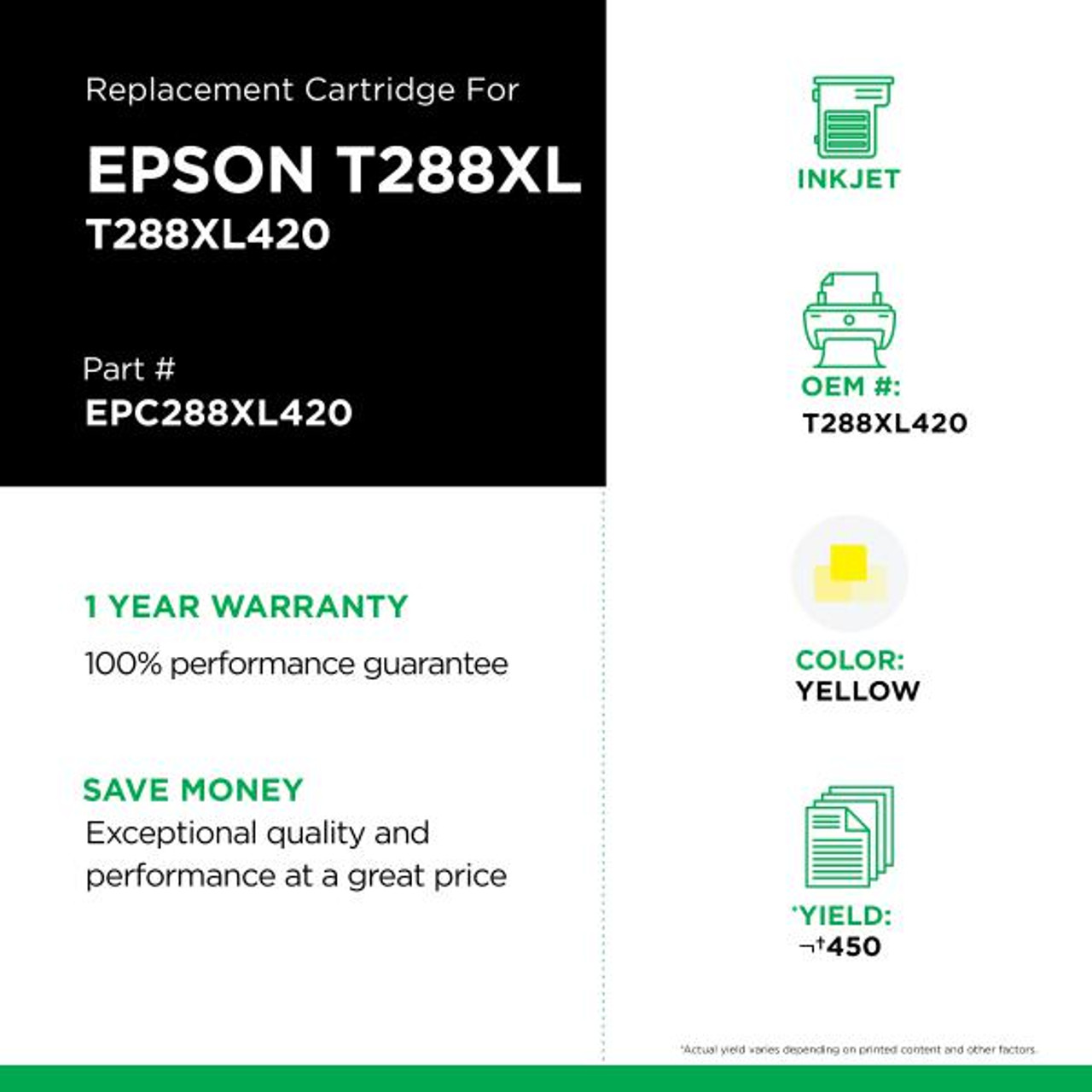 High Capacity Yellow Ink Cartridge for Epson T288XL420-2