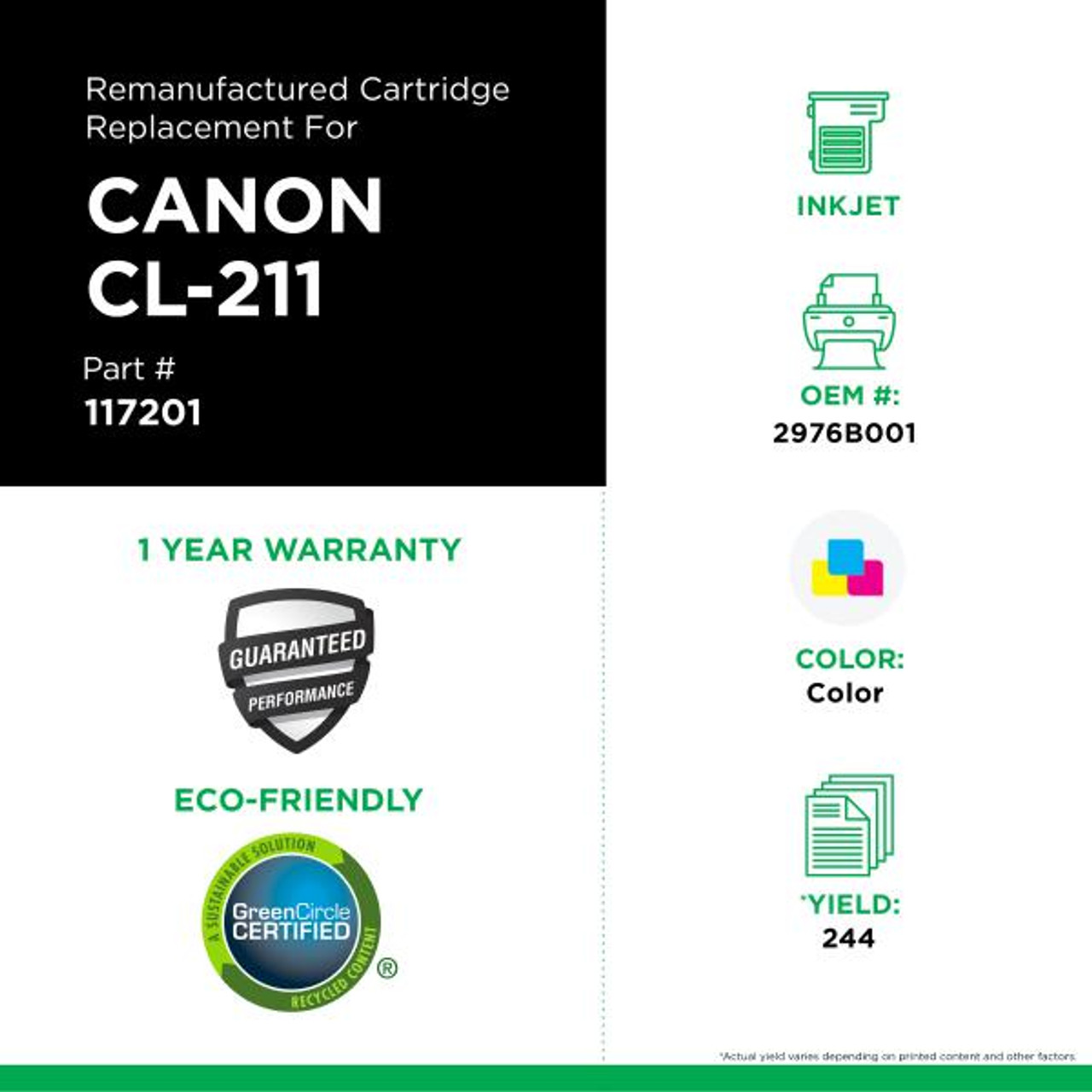 Color Ink Cartridge for Canon CL-211 (2976B001)-3