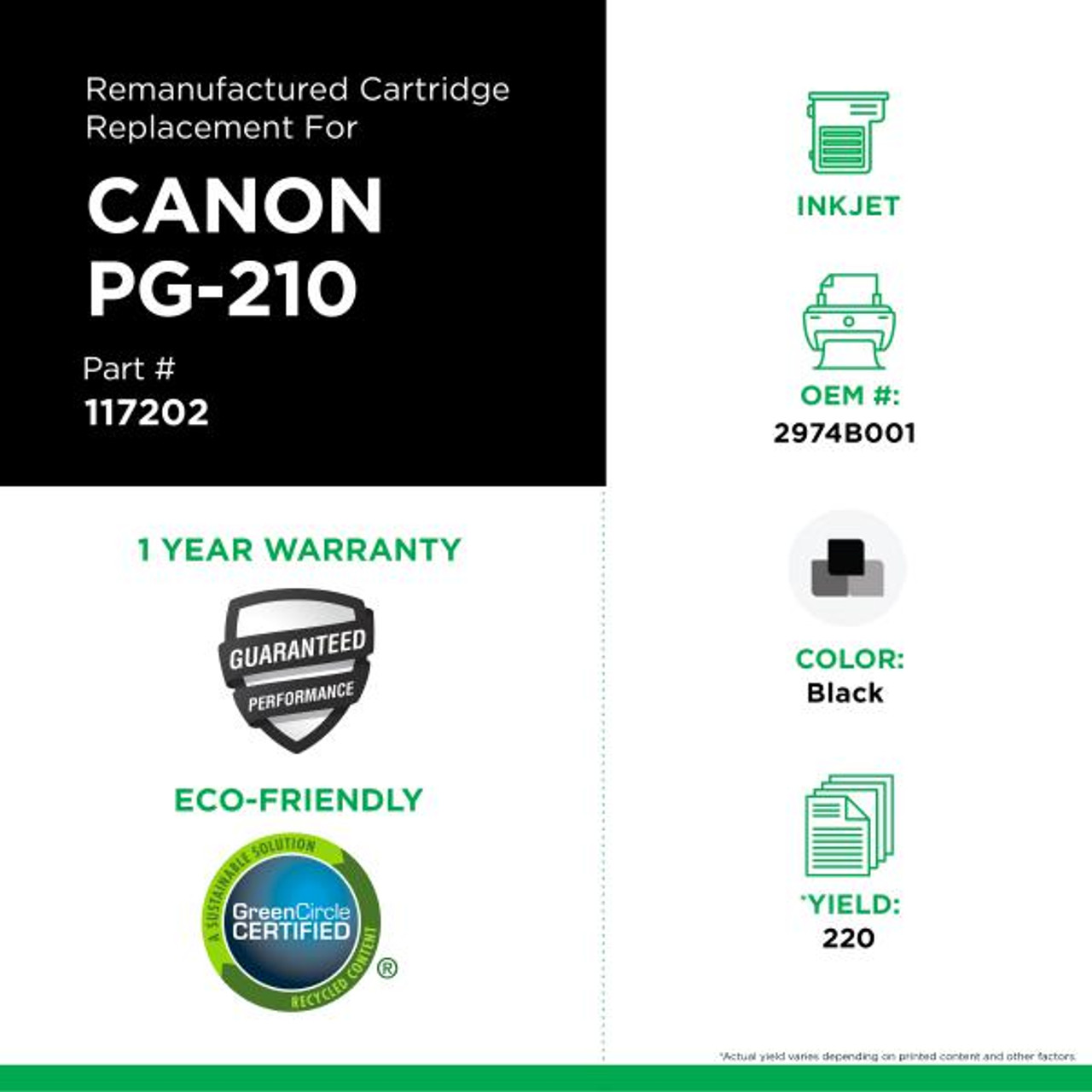 Black Ink Cartridge for Canon PG-210 (2974B001)-3