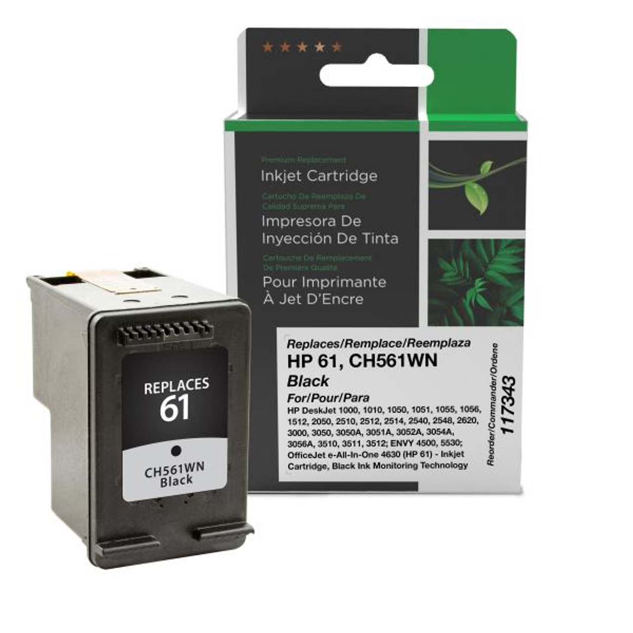 Black Ink Cartridge for HP 61 (CH561WN)-1