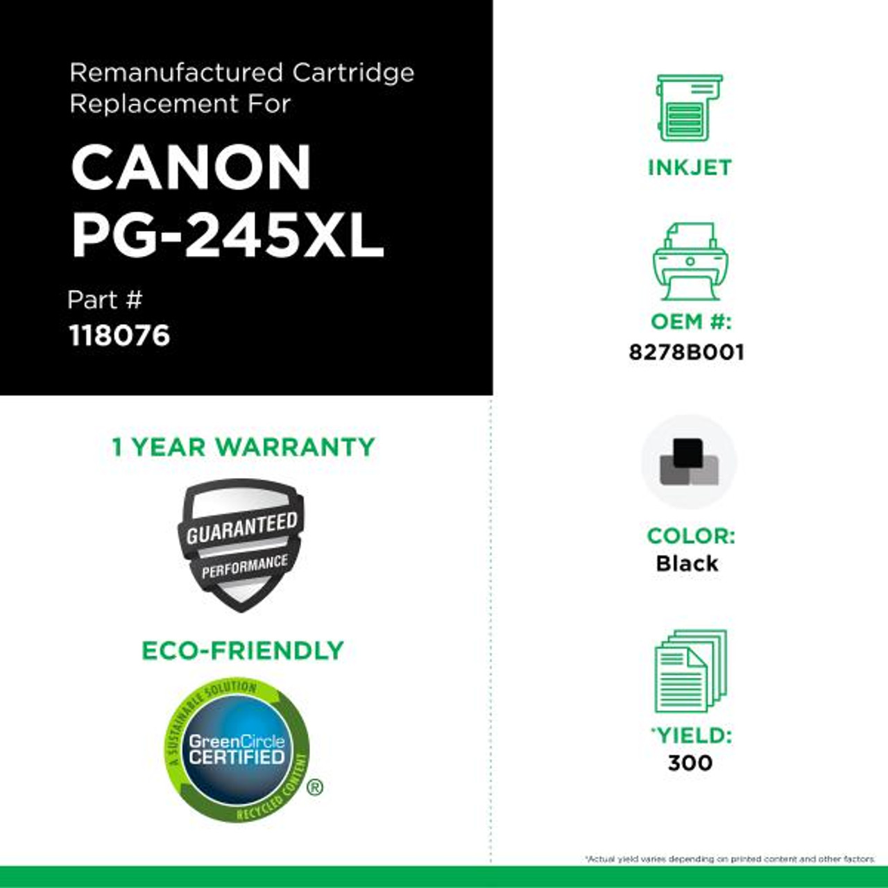 High Yield Black Ink Cartridge for Canon PG-245XL (8278B001)-3