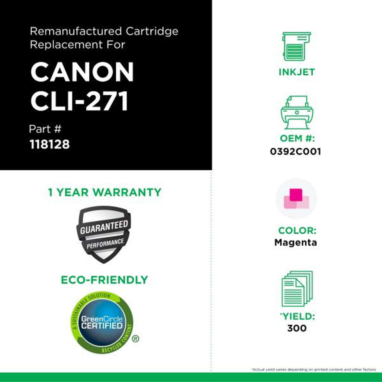 Magenta Ink Cartridge for Canon CLI-271 (0392C001)-3