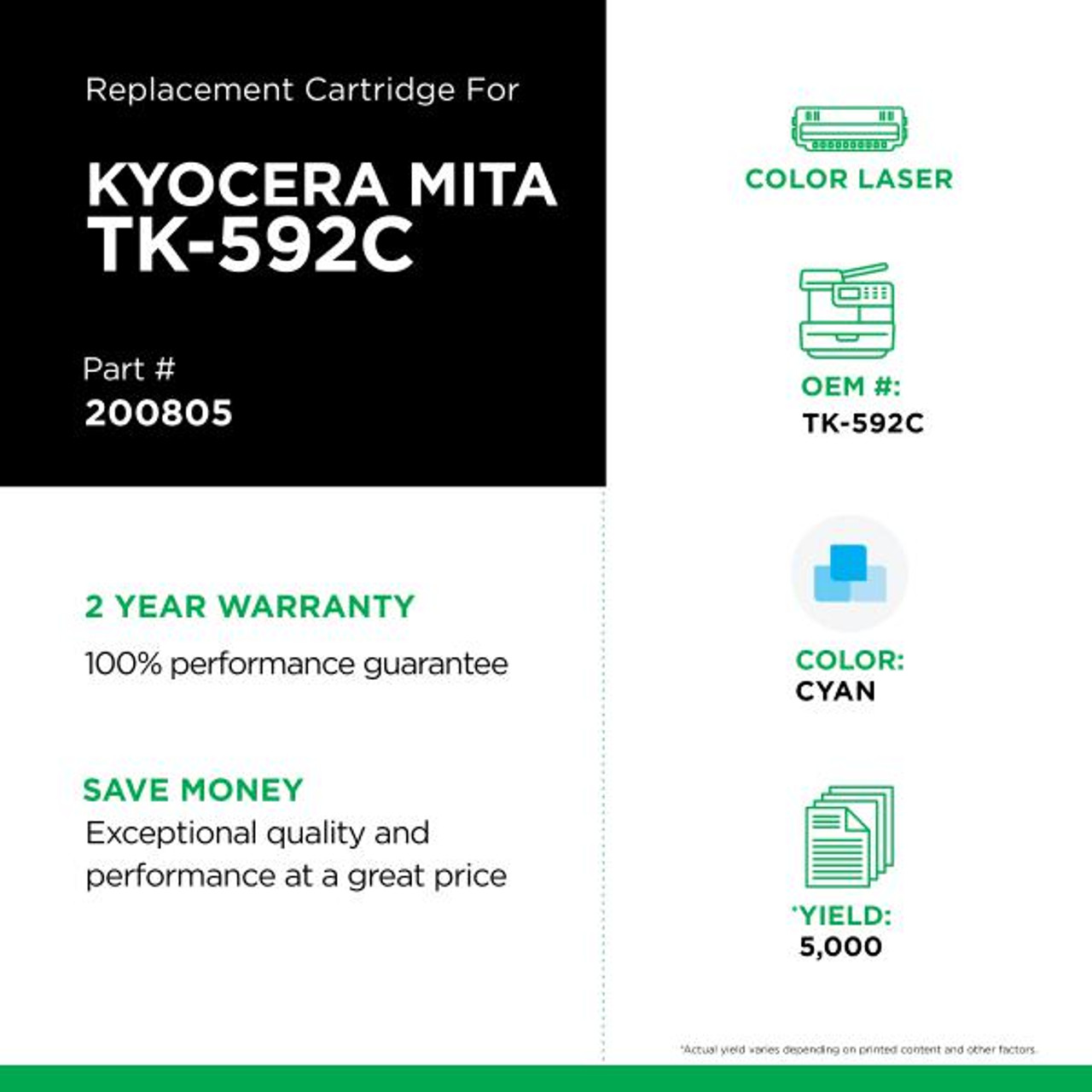 Cyan Toner Cartridge for Kyocera TK-592-2
