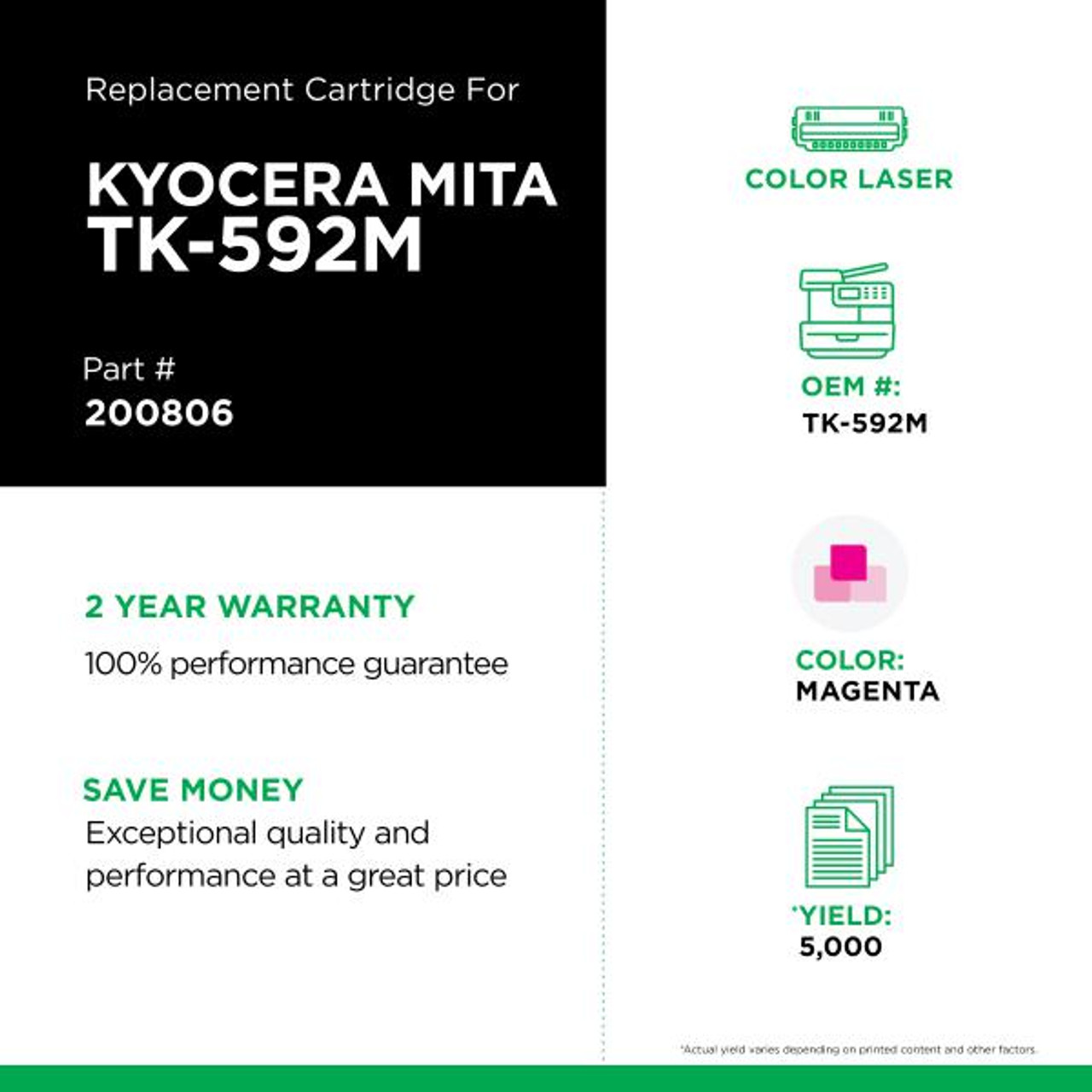 Magenta Toner Cartridge for Kyocera TK-592-2