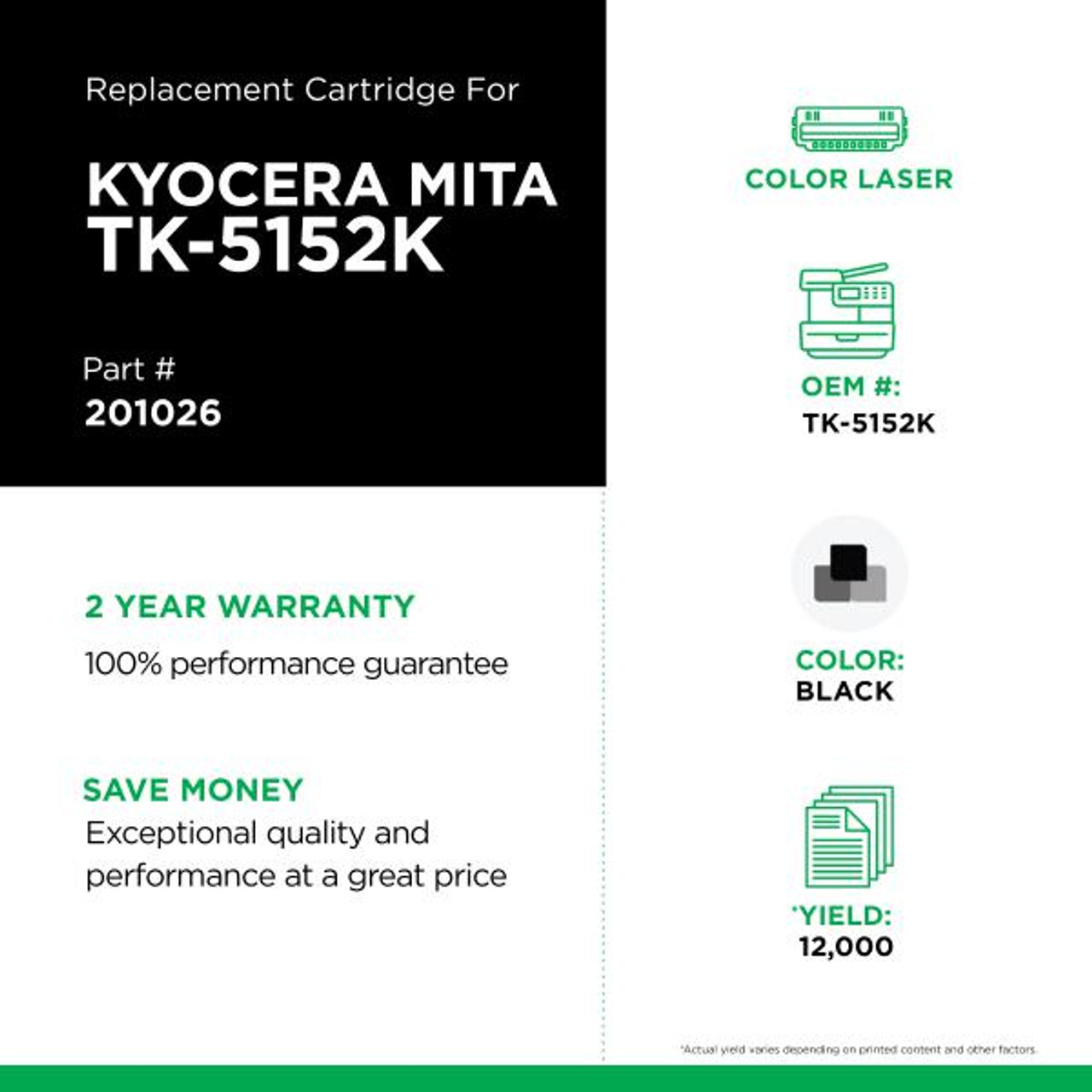 Black Toner Cartridge for Kyocera TK-5152K-2