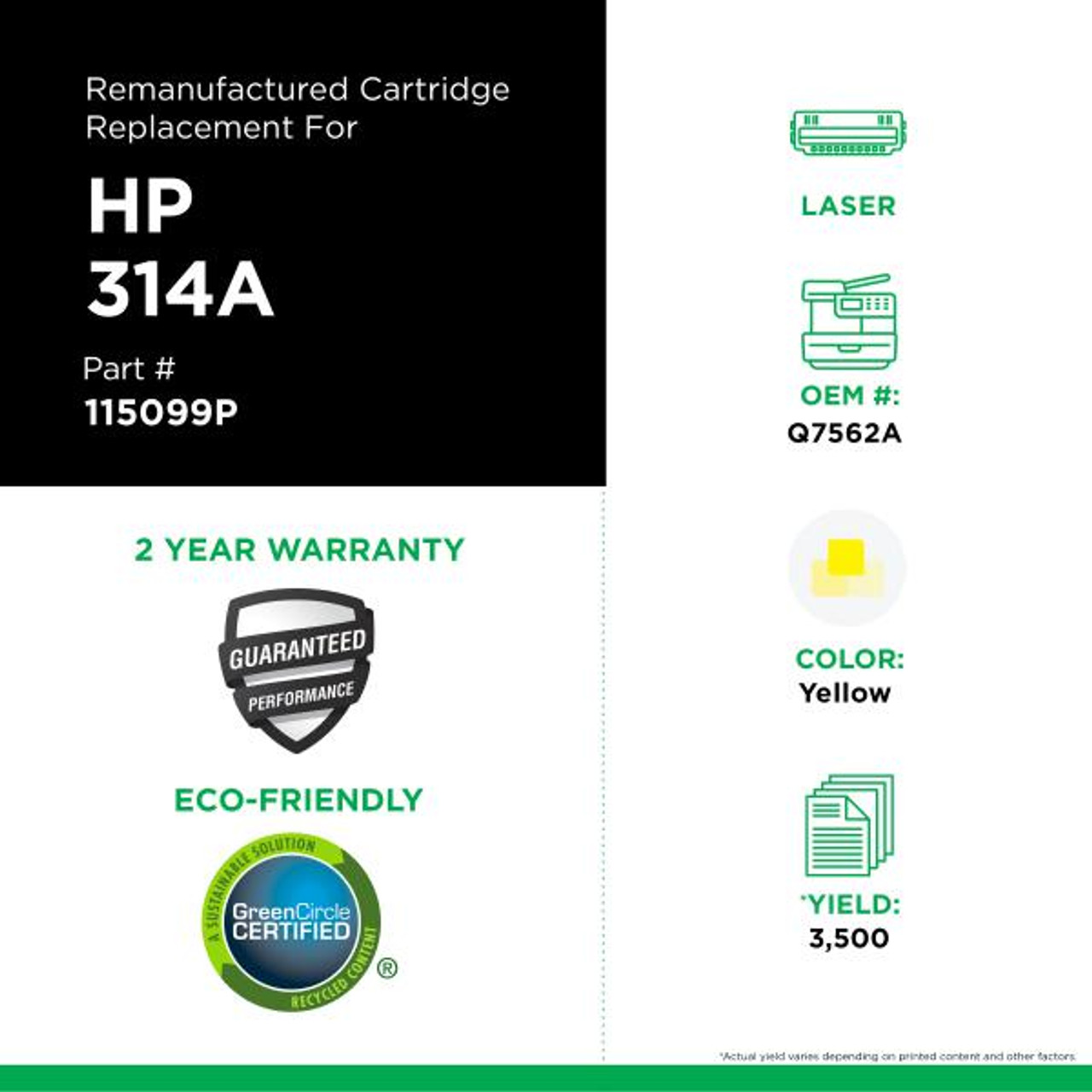 Yellow Toner Cartridge for HP 314A (Q7562A)-2