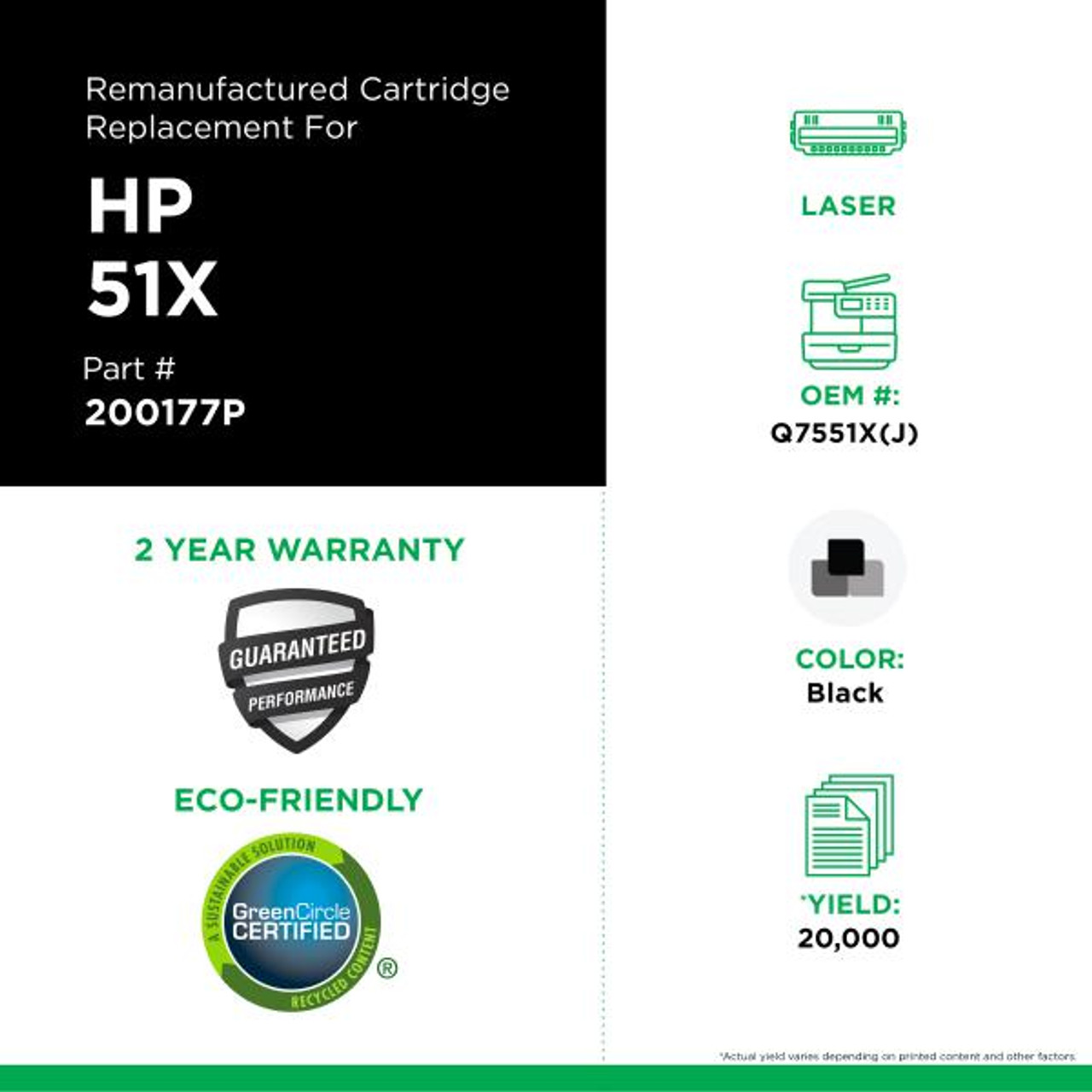 Extended Yield Toner Cartridge for HP Q7551X-2