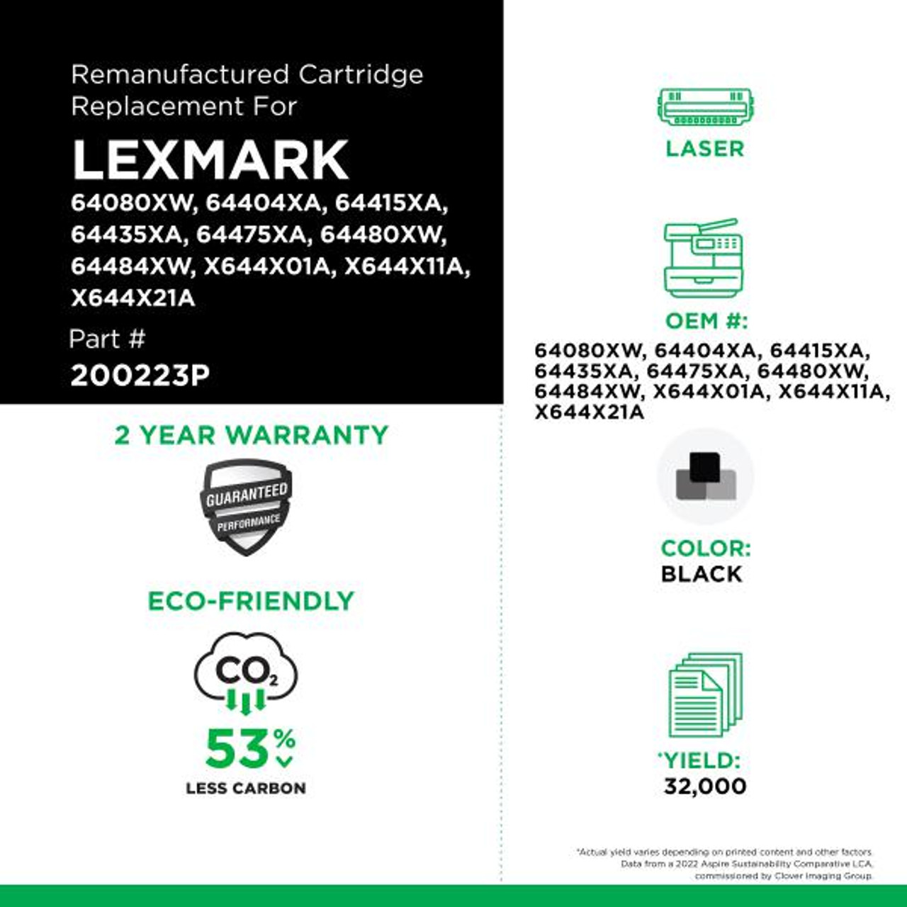 Extra High Yield Toner Cartridge for Lexmark T644/X644/X646-2