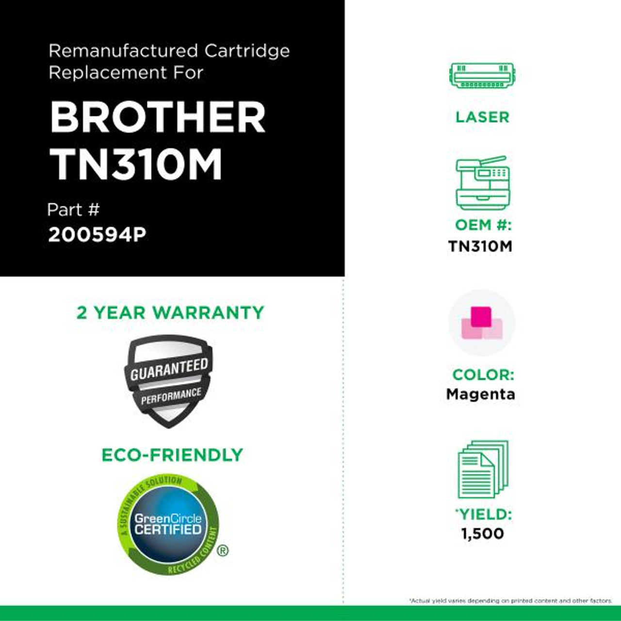 Magenta Toner Cartridge for Brother TN310-2