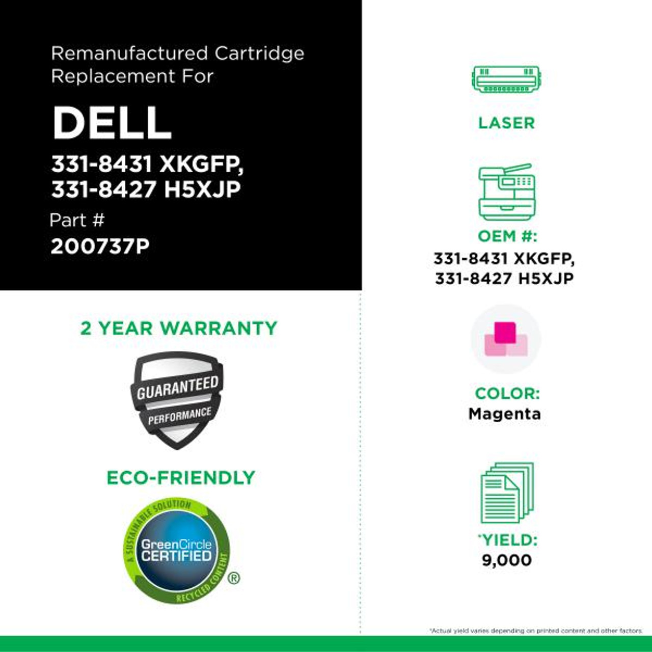 High Yield Magenta Toner Cartridge for Dell C3760-2