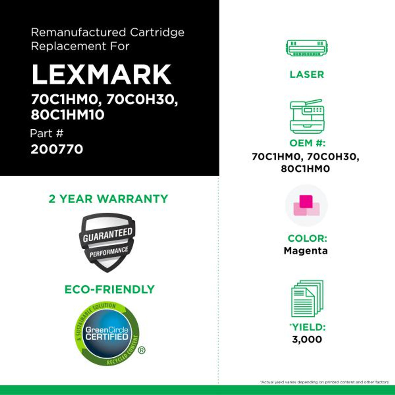 High Yield Magenta Toner Cartridge for Lexmark CS310/CS410/CS510-1