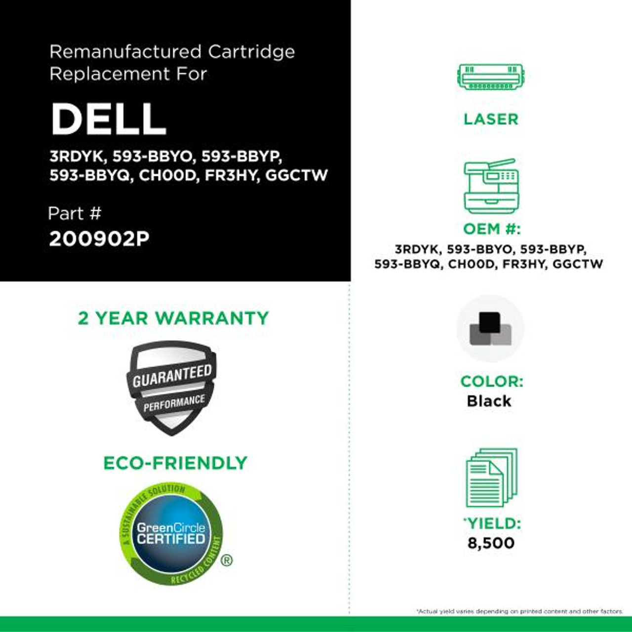 High Yield Toner Cartridge for Dell S2830-2