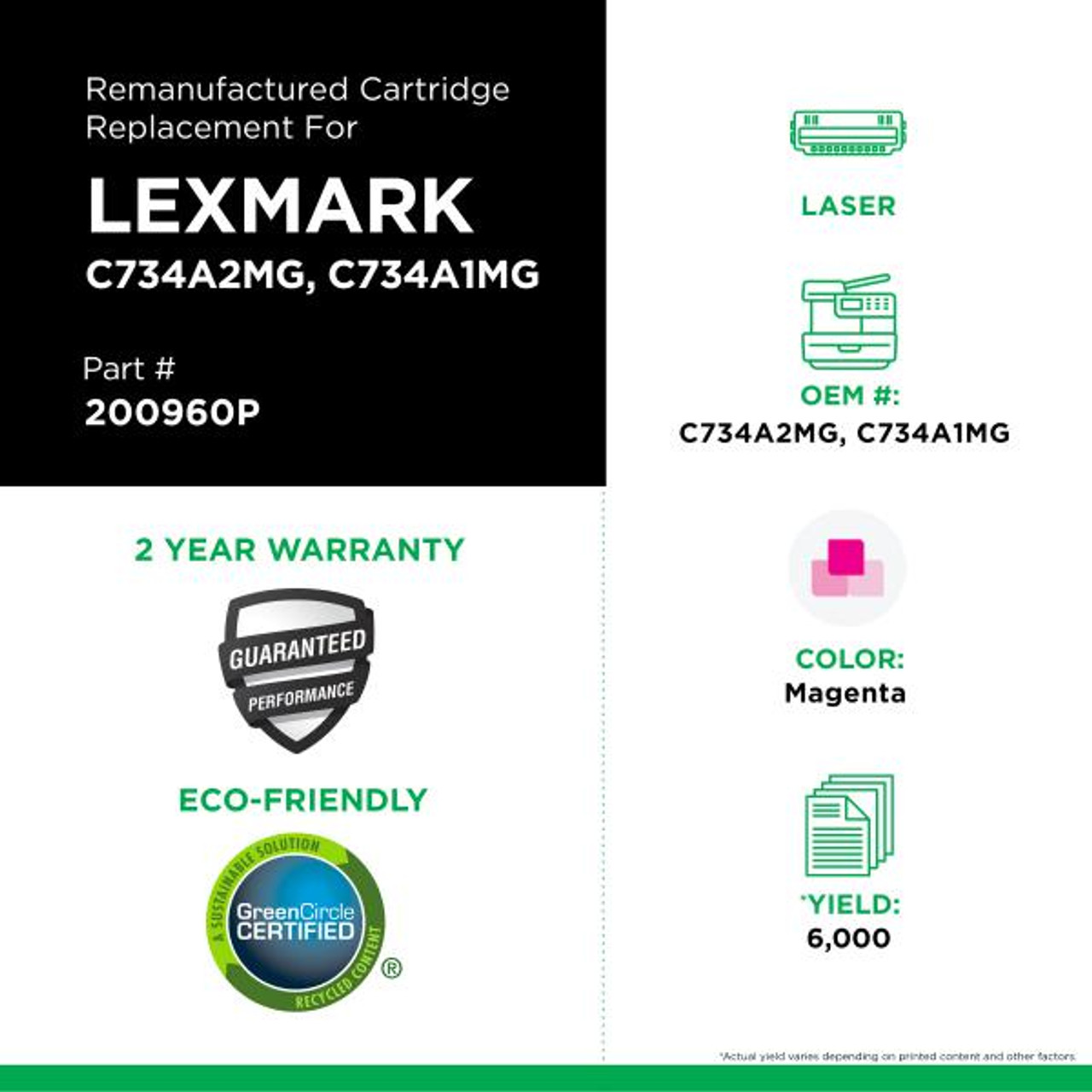 Magenta Toner Cartridge for Lexmark C734/C736/X734-2