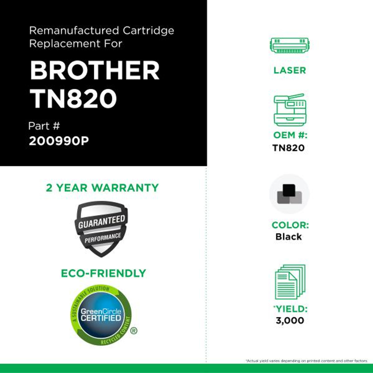 Toner Cartridge For Brother TN820-2