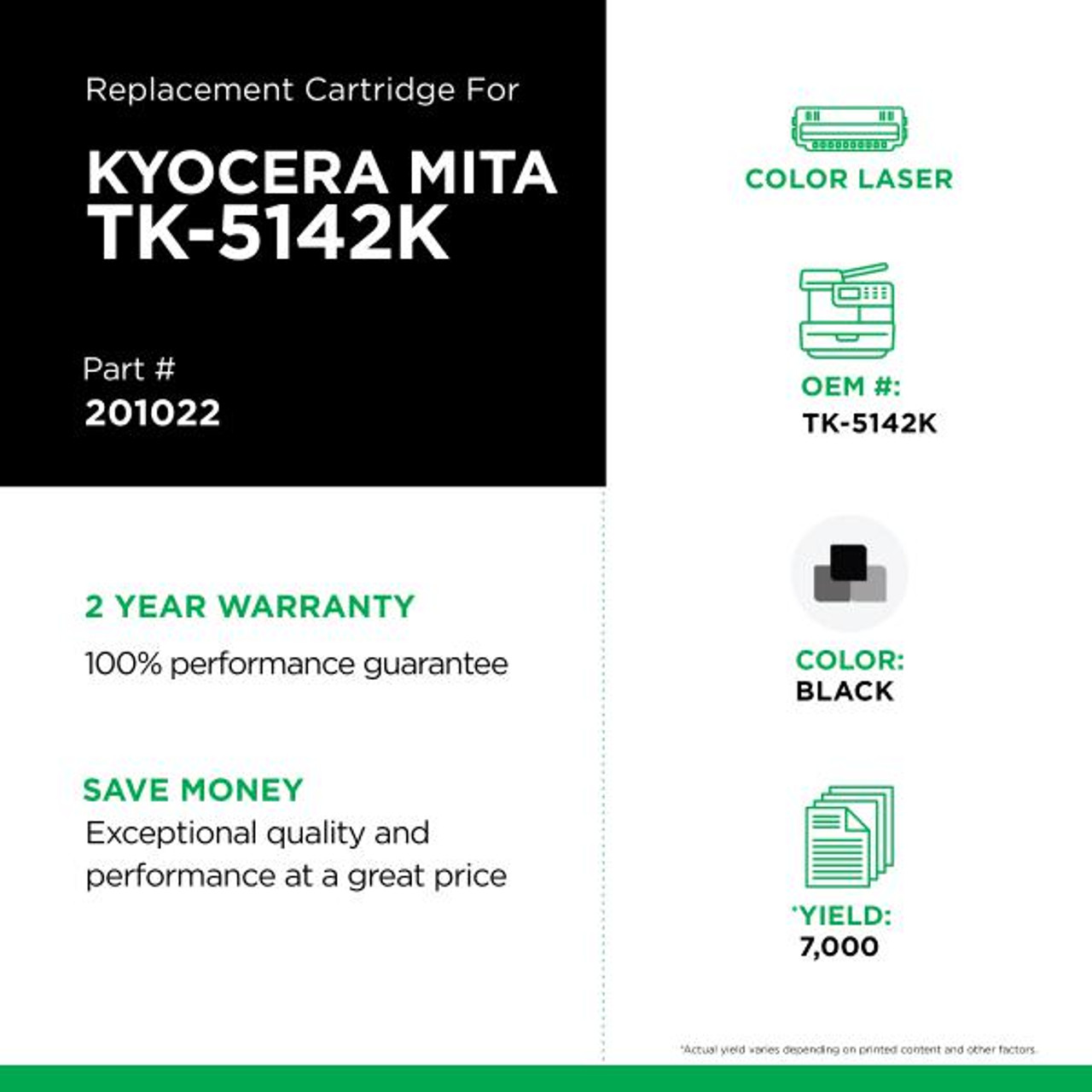 Black Toner Cartridge for Kyocera TK-5142K-1
