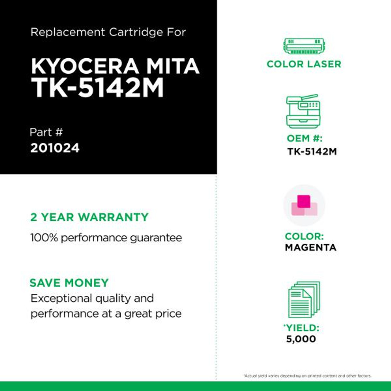 Magenta Toner Cartridge for Kyocera TK-5142M-1