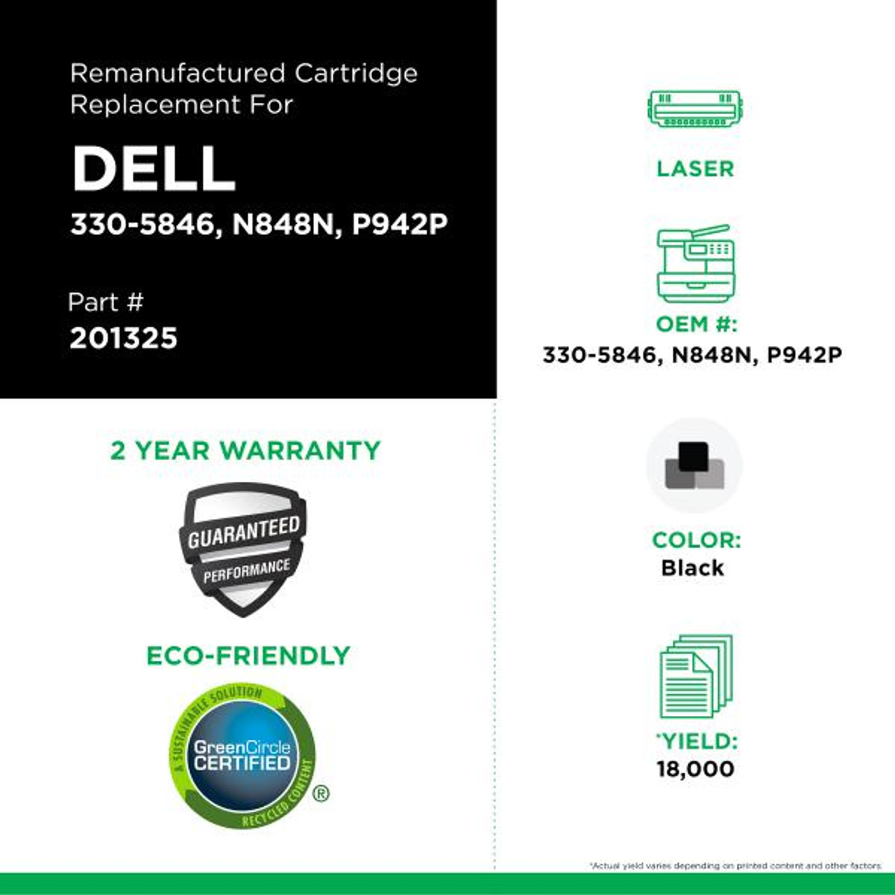 High Yield Black Toner Cartridge for Dell 5130-1
