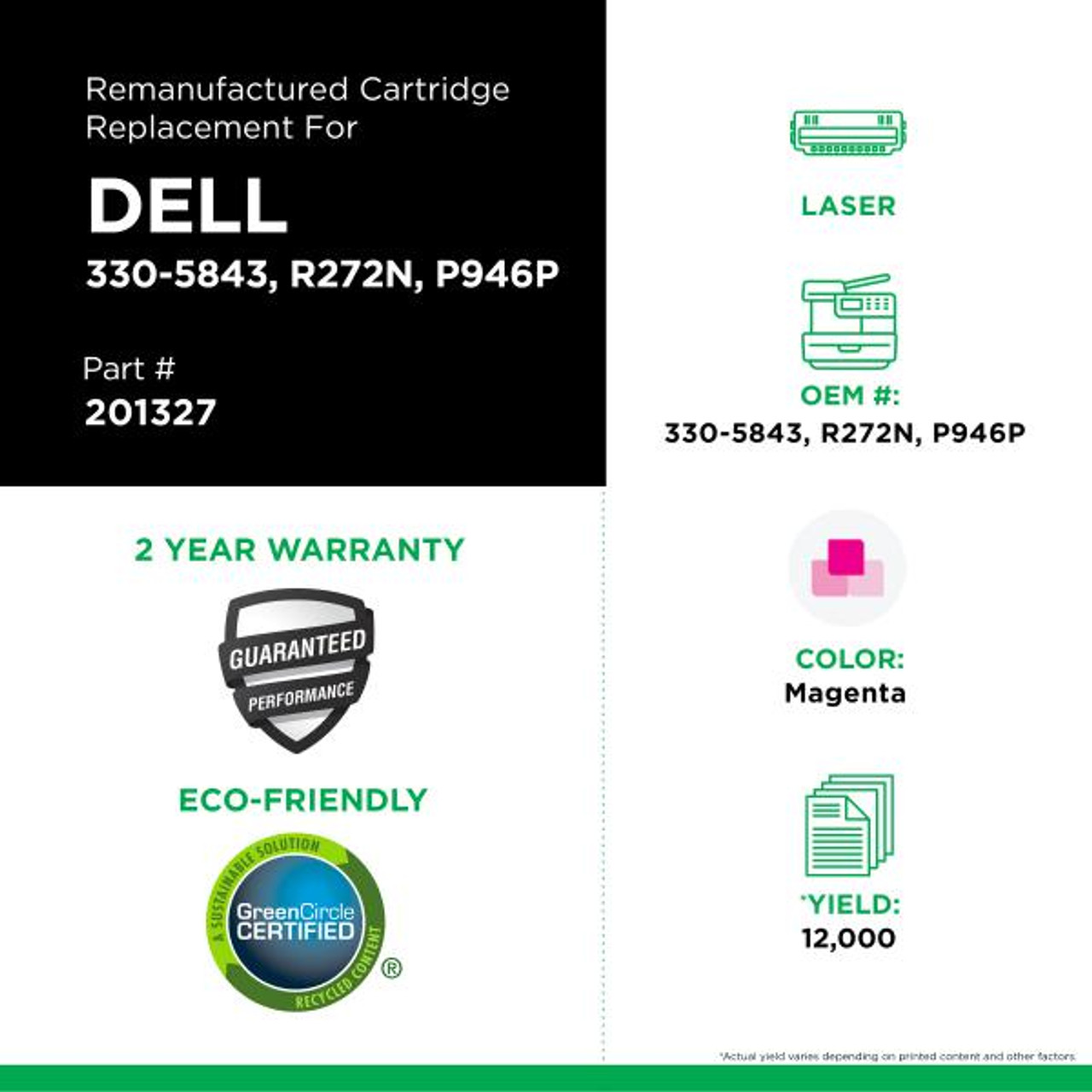 High Yield Magenta Toner Cartridge for Dell 5130-1