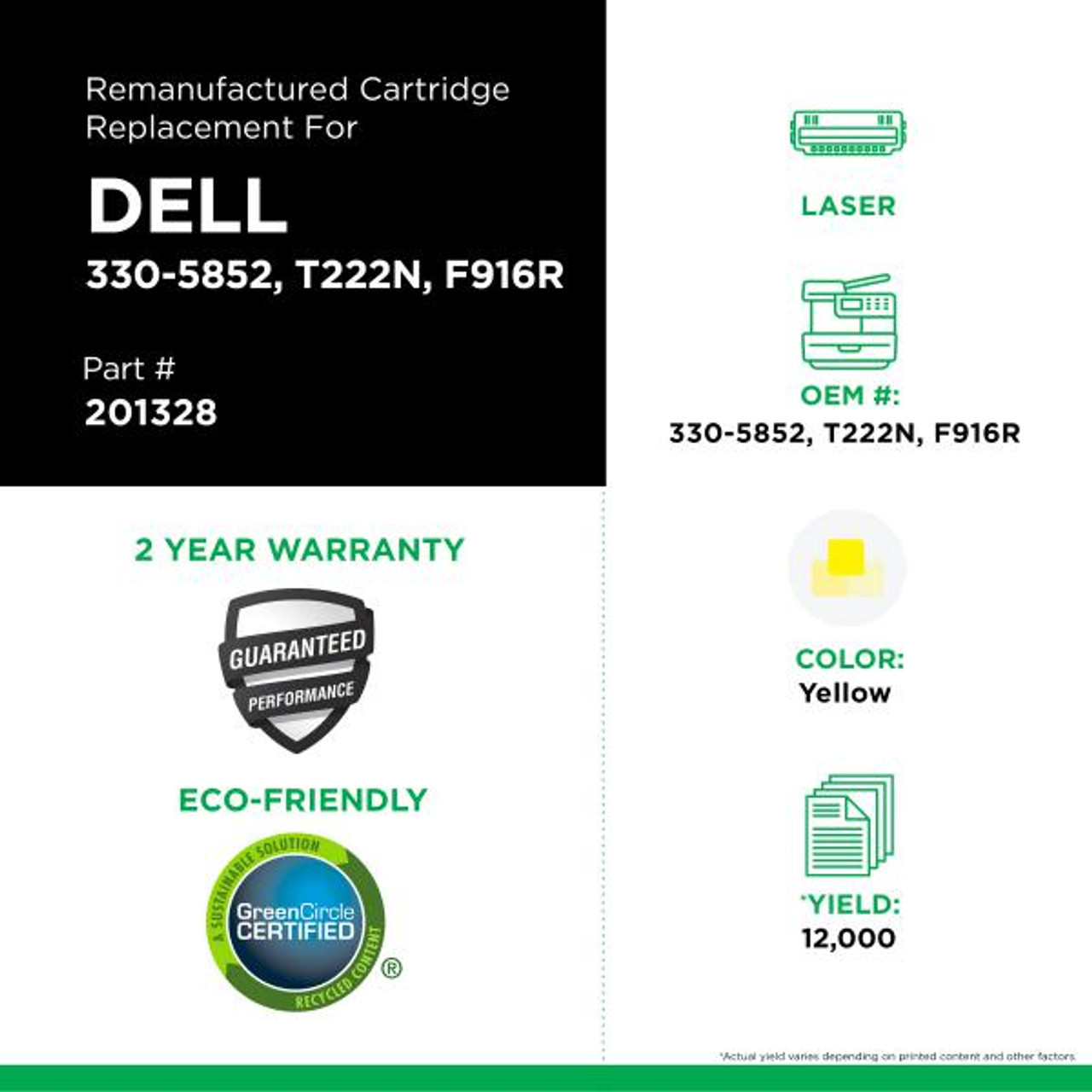 High Yield Yellow Toner Cartridge for Dell 5130-1