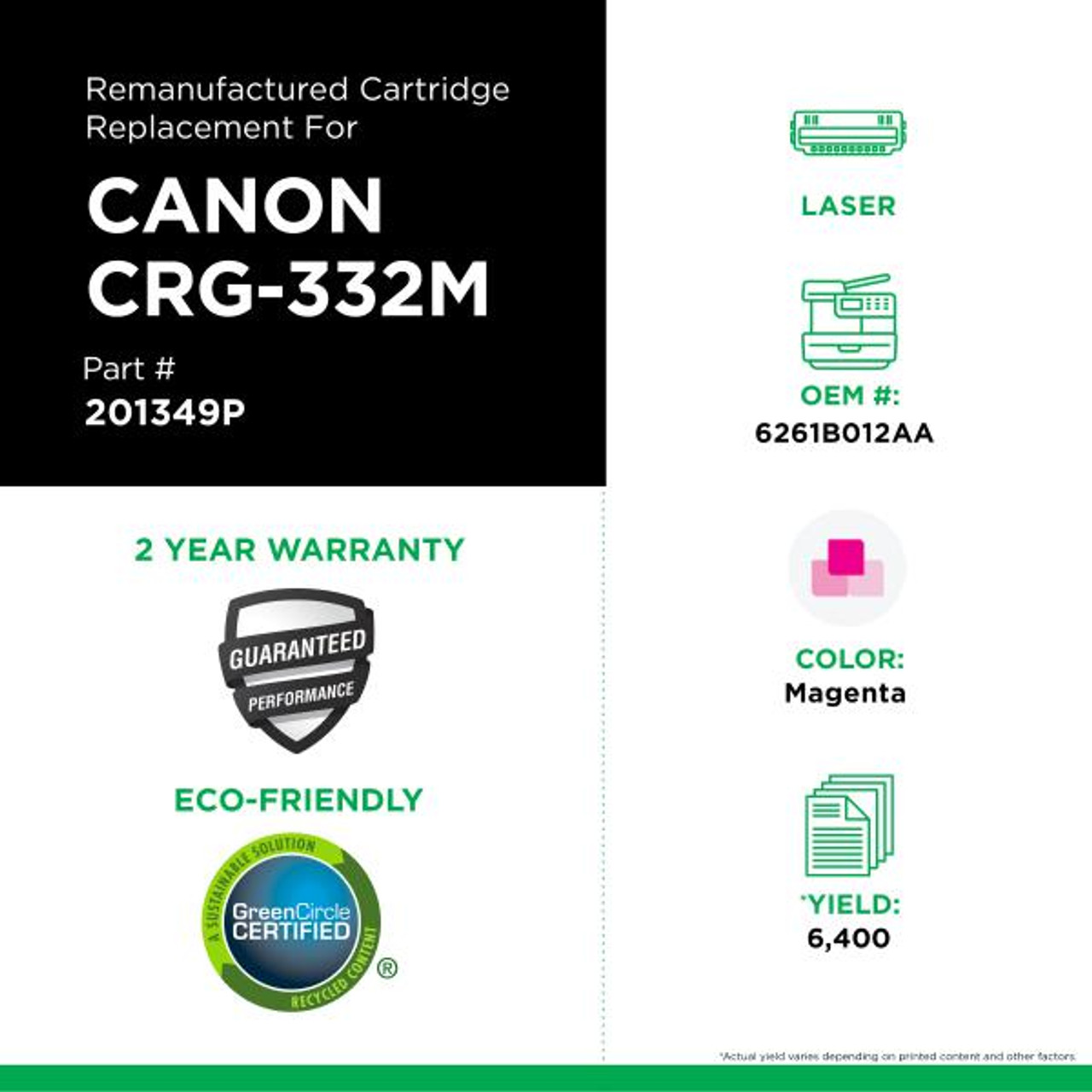 Magenta Toner Cartridge for Canon CRG-332M (6261B012)-2