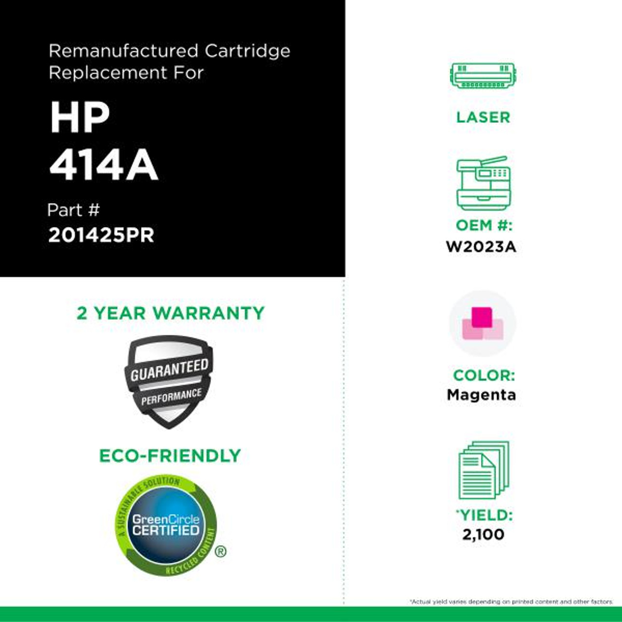 Magenta Toner Cartridge (Reused OEM Chip) for HP 414A (W2023A)-2