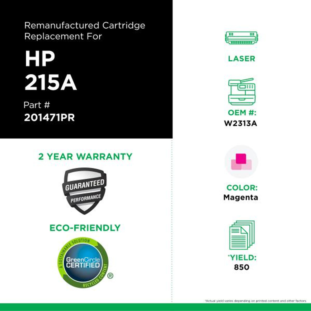 Magenta Toner Cartridge (Reused OEM Chip) for HP 215A (W2313A)-2