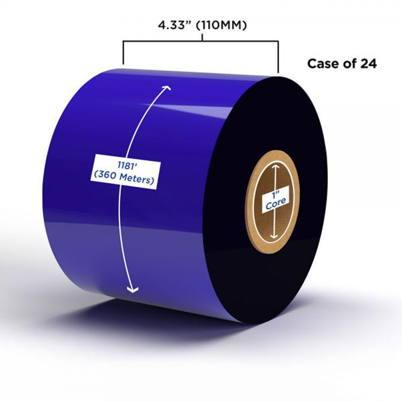 Wax Ribbon 110mm x 360M (24 Ribbons/Case) for Datamax Printers-1