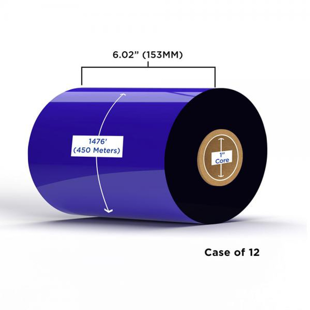 Enhanced Wax Ribbon 153mm x 450M (12 Ribbons/Case) for Zebra Printers-1