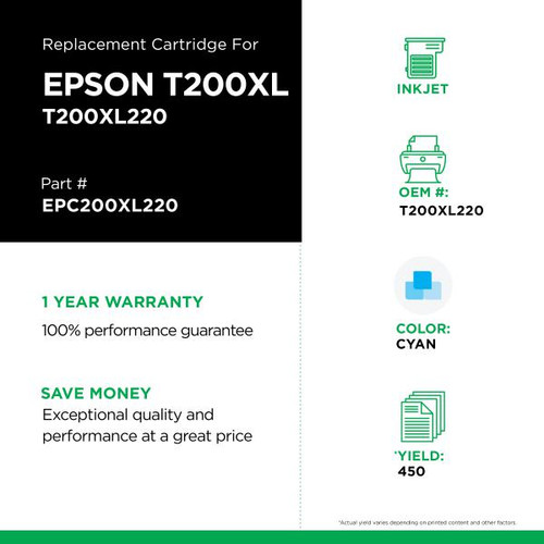 High Capacity Cyan Ink Cartridge for Epson T200XL220-2