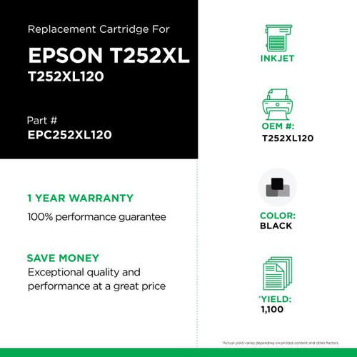 High Yield Black Ink Cartridge for Epson T252XL120-2
