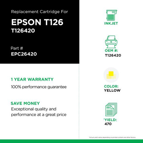 High Capacity Yellow Ink Cartridge for Epson T126420-2