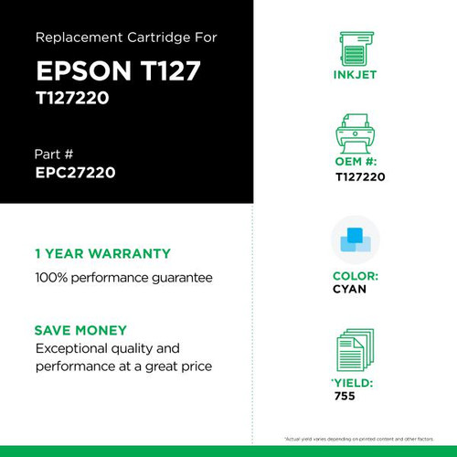 Extra High Capacity Cyan Ink Cartridge for Epson T127220-2