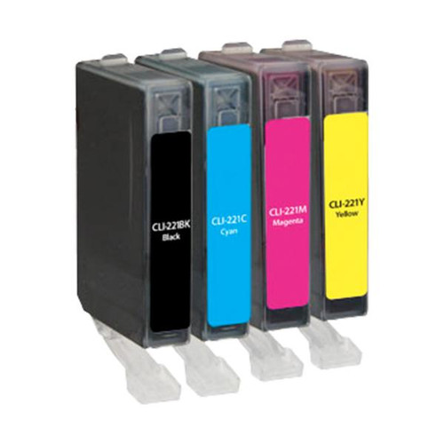 Black, Cyan, Magenta, Yellow Ink Cartridges for Canon CLI-221 (2946B004) 4-Pack-2
