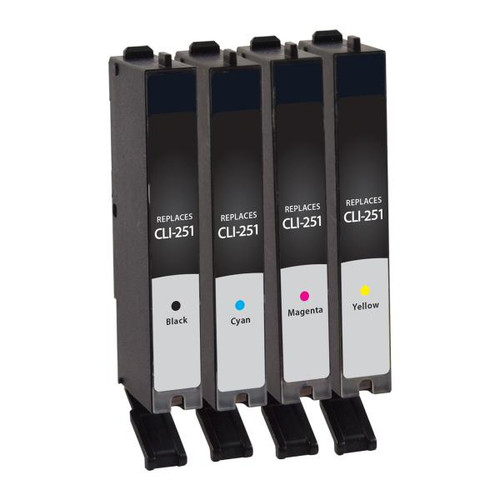 Black, Cyan, Magenta, Yellow Ink Cartridges for Canon CLI-251 (6513B004) 4-Pack-2