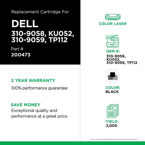 High Yield Black Toner Cartridge for Dell 1320-2