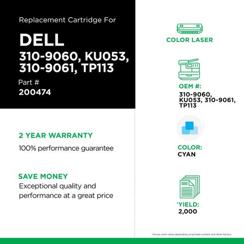 High Yield Cyan Toner Cartridge for Dell 1320-2