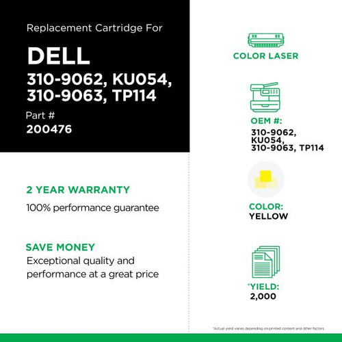 High Yield Yellow Toner Cartridge for Dell 1320-2