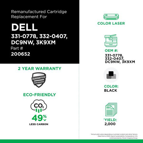 High Yield Black Toner Cartridge for Dell 1250/C1760-2