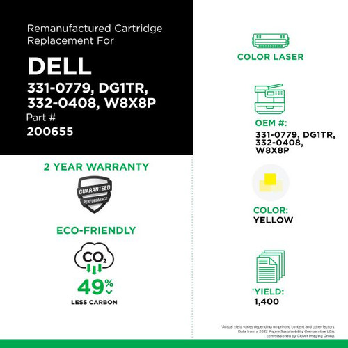 High Yield Yellow Toner Cartridge for Dell 1250/C1760-2