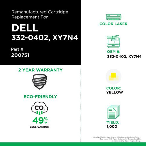 Yellow Toner Cartridge for Dell C1660-2