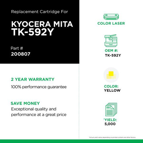 Yellow Toner Cartridge for Kyocera TK-592-2