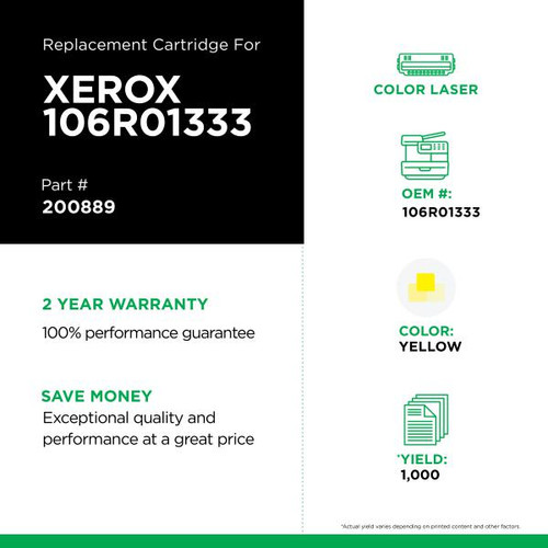 Yellow Toner Cartridge for Xerox 106R01333-2